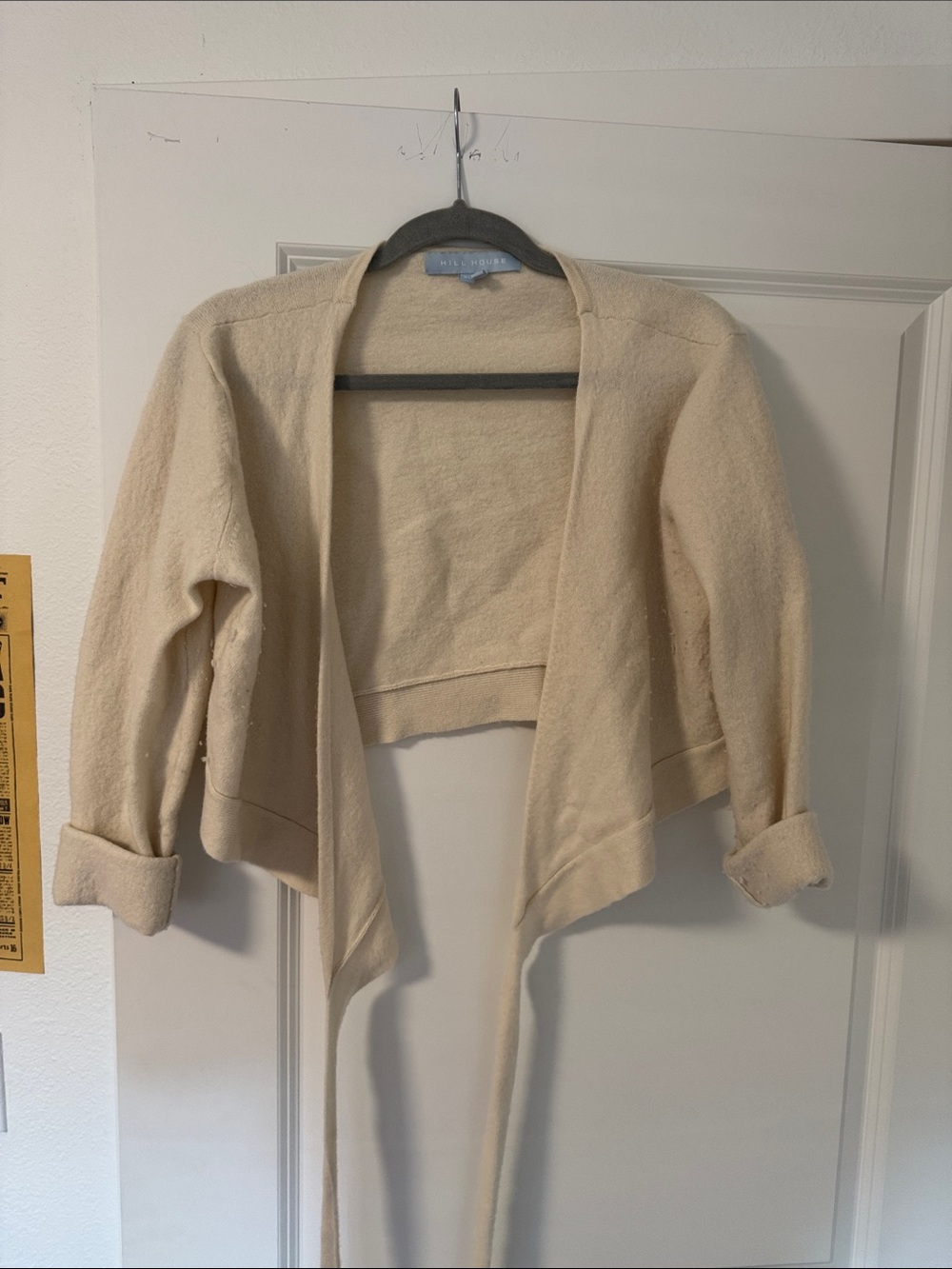 Hill House Cream Tie-Front Cropped Cardigan
